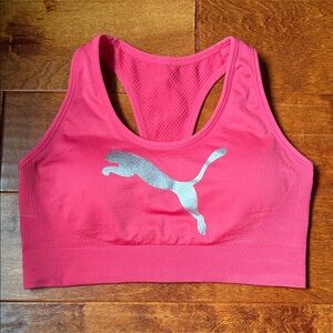 Puma Fuchsia Sports Bra with Silver Logo